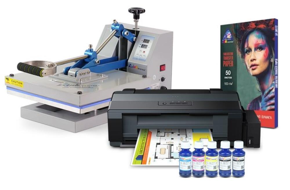 Планшетный термопресс INKSYSTEM P-3838 38*38 см и принтер Epson L1300 с набором для сублимационной печати фото - изображение 1