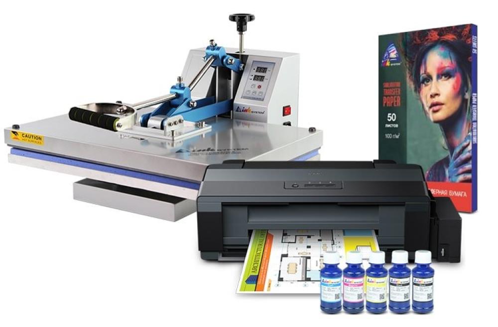 Планшетный термопресс INKSYSTEM P-4060 40*60 см и принтер Epson L1300 с набором для сублимационной печати фото - изображение 1