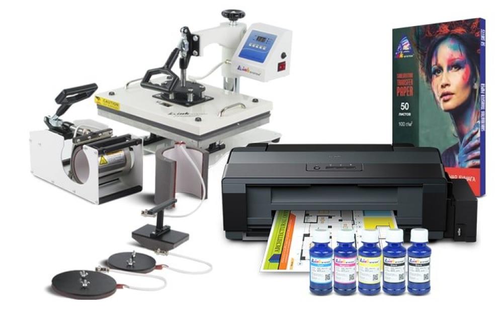 Многофункциональный термопресс INKSYSTEM C-06-2938 6 в 1 и принтер Epson L1300 с набором для сублимационной печати фото - изображение 1