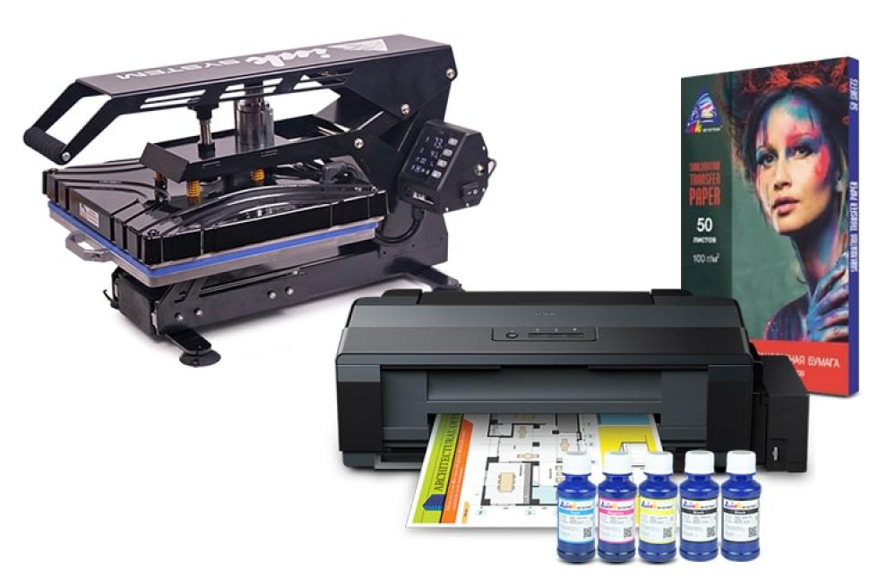 Планшетный термопресс INKSYSTEM SP AO3838 38*38 см и принтер Epson L1300 с набором для сублимационной печати фото - изображение 1